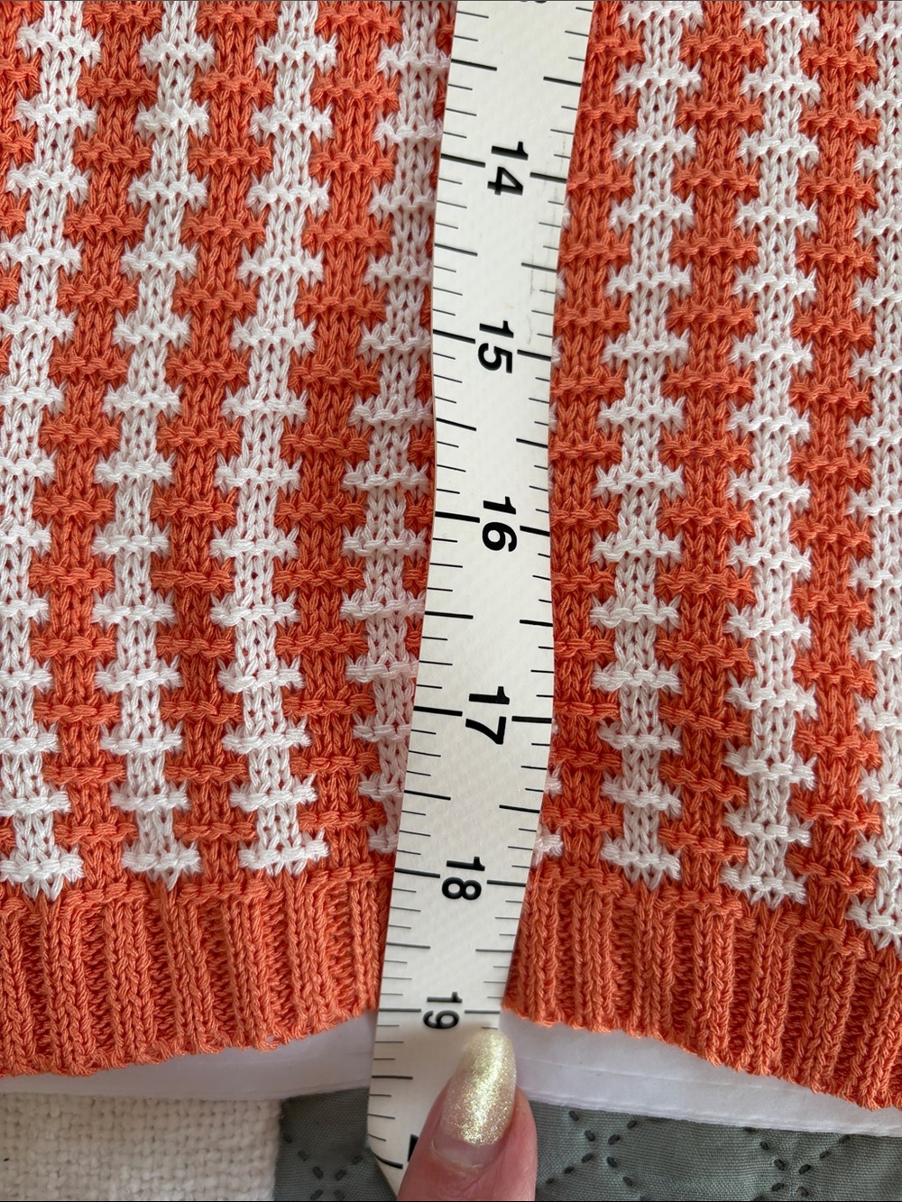 Forte Orange & Cream Knit Tie-Front Cropped Short-Sleeve Sweater Size 10-12 NWT - Picture 7 of 9